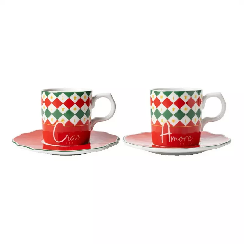 Bialetti Tricolore Set tazzine espresso con piattini (2 tazzine, 2 piattini)