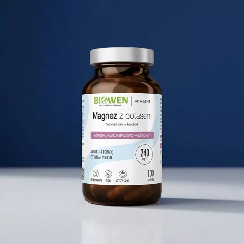 BIOWEN Magnesio 4x con potassio, integratore alimentare, 100 capsule