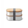 black+blum Oval Box 0,5 L contenitore per alimenti con coperchio in bambù e base in acciaio inox