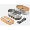 black+blum Oval Box 0,5 L contenitore per alimenti con coperchio in bambù e base in acciaio inox