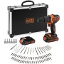 BLACK+DECKER Trapano Avvitatore a Percussione a Batteria 18V BDCHD18BAFC, Nero/Arancione, 2 batterie Li-Ion da 1,5 Ah, set di 80 accessori, valigetta