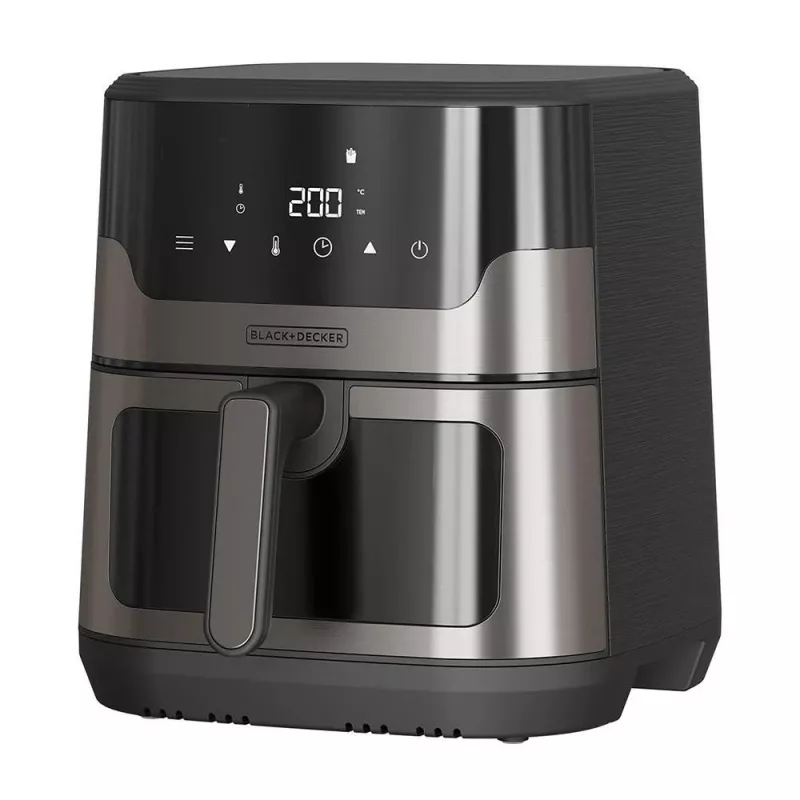 BLACK+DECKER BXAF8001E friggitrice ad aria digitale 8L, 1700W, 8 programmi, cestello antiaderente, nero