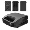 BLACK+DECKER BXSA754E sandwich maker, waffle maker e grill 3 in 1 con 3 piastre antiaderenti intercambiabili, 750 W, acciaio inox