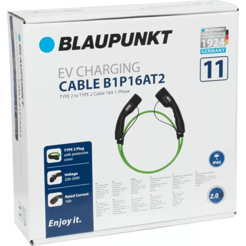 Blaupunkt Cavo di ricarica EV Type 2 a Type 2 2m 16A monofase (B1P16AT2 - 100397)