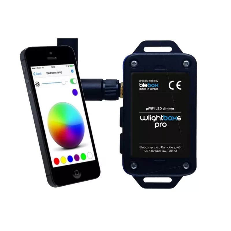 BLEBOX wLightBoxS Pro Smart LED Dimmer Controller con antenna esterna 12-24V DC