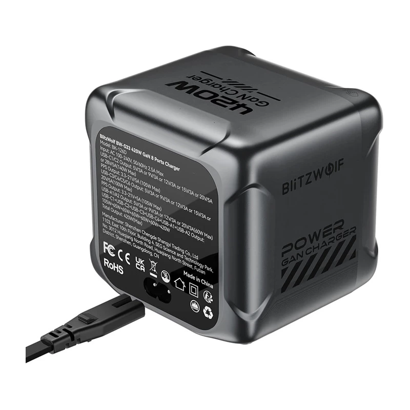 Blitzwolf BW-S33 Caricabatterie USB-A a 8 porte 420W, nero
