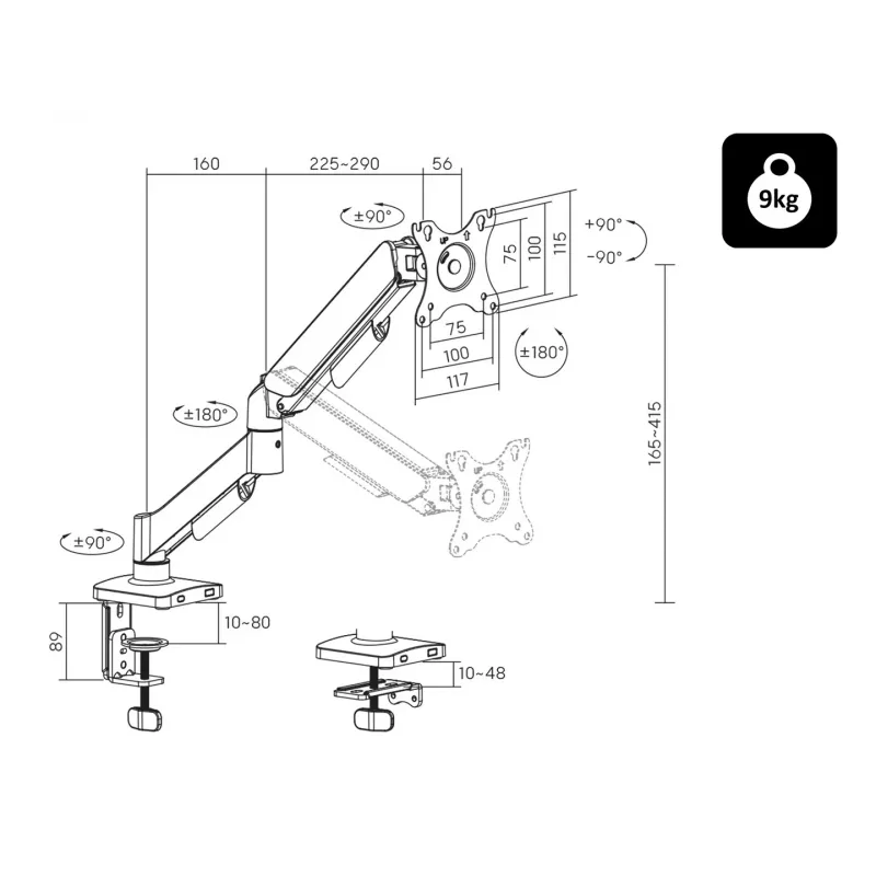 Blow HQ supporto da tavolo per TV LCD 17-32" con snodo, 76-881