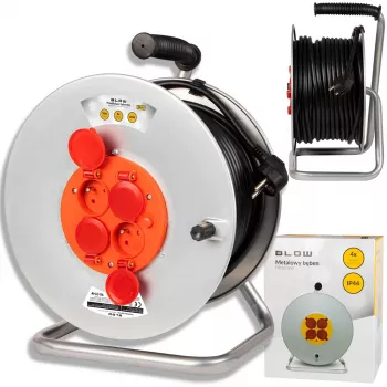 BLO PR-61 avvolgicavo prolunga 4 prese con messa a terra 50m tamburo in metallo 3x2,5mm