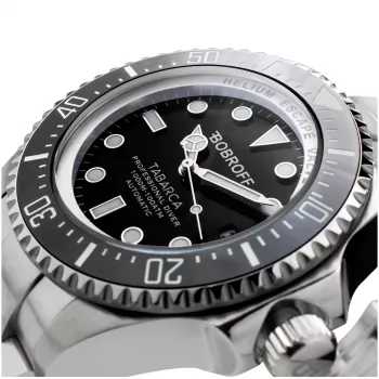 BOBROFF BF001 Orologio uomo al quarzo analogico 44mm Cinturino in pelle nera