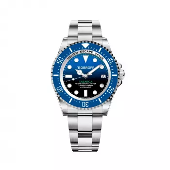 BOBROFF MAN BF0003J1ba orologio analogico al quarzo da 44mm - quadrante nero, cinturino in pelle