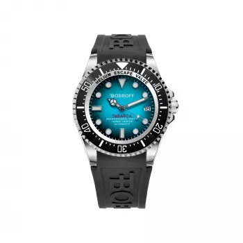 BOBROFF MAN BF0009-BFSTN orologio al quarzo analogico 44mm cassa in acciaio inox quadrante nero cinturino in pelle
