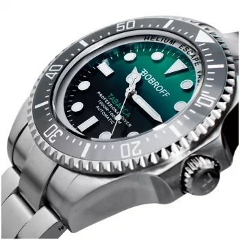 BOBROFF MAN BF002 Orologio da polso analogico al quarzo 44mm cinturino in pelle nero