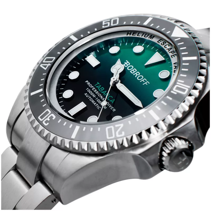 BOBROFF MAN BF002 Orologio da polso analogico al quarzo 44mm cinturino in pelle nero