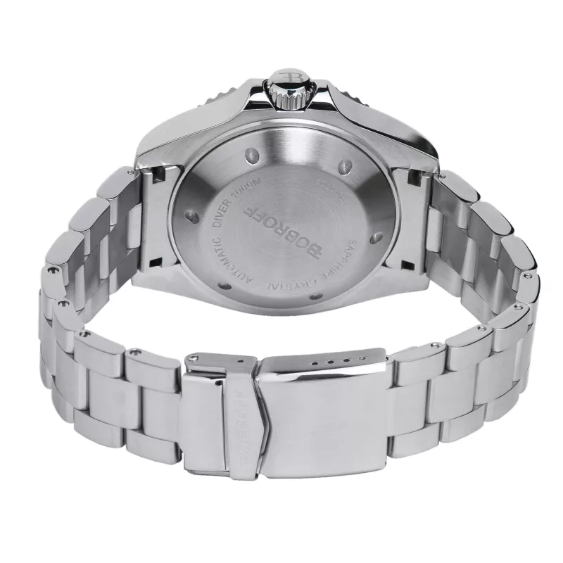 BOBROFF MAN BF002 Orologio da polso analogico al quarzo 44mm cinturino in pelle nero