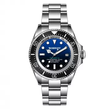 BOBROFF MAN BF003 Orologio analogico al quarzo 44mm quadrante nero cinturino in vera pelle