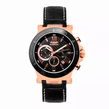 BOBROFF uomo BF1001M15 orologio da polso analogico al quarzo 44 mm cinturino in pelle nero
