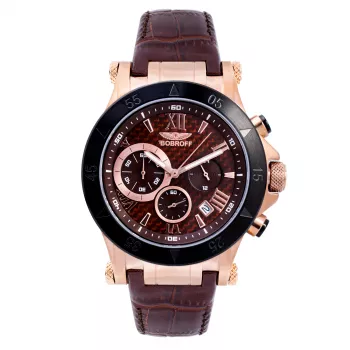BOBROFF MAN BF1001M65 orologio analogico al quarzo 44mm quadrante nero cinturino in pelle