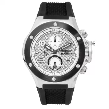 BOBROFF MAN BF1002M20 orologio analogico al quarzo 43mm quadrante nero cinturino in pelle
