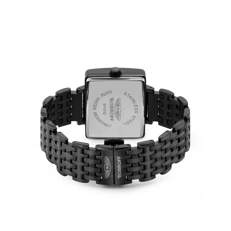BOBROFF orologio da donna analogico al quarzo BF0032 36mm quadrante bianco cinturino in pelle nero