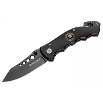 Boker Magnum USN Seals Coltello 01MB856 Coltello tattico a lama fissa, acciaio inox 440A clip point a bisello combinato, impugnatura G-10, fodero Kydex, nero