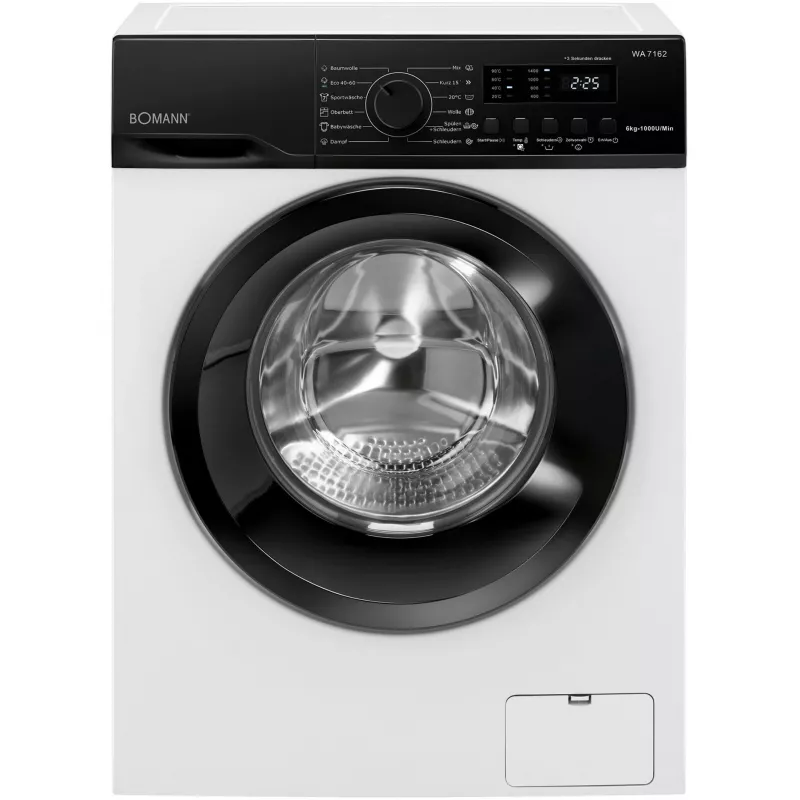 BOMANN WA 7162 Lavatrice a carica frontale, 7 kg, 1400 giri/min, bianco/nero