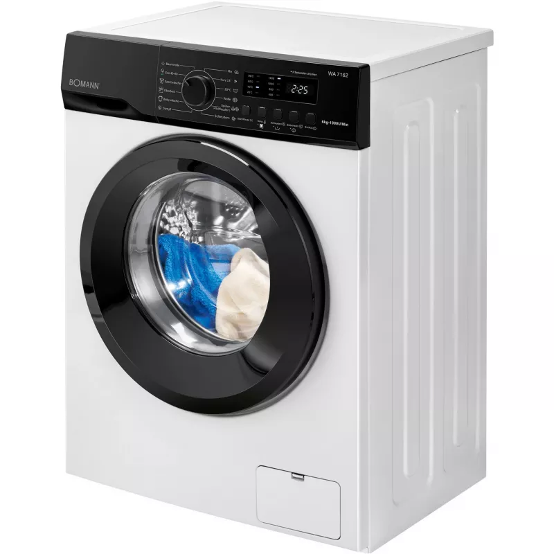 BOMANN WA 7162 Lavatrice a carica frontale, 7 kg, 1400 giri/min, bianco/nero