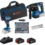 Bosch 18V Professional Set Martello perforatore GBH 18V-22 + Trapano avvitatore GSR 18V-45 - (blu/nero, 2x batteria Li-Ion 4.0Ah, punta per martello e set di inserti, borsa portautensili) (0615V0003D)
