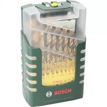 Bosch 2607017154 set punte elicoidali HSS 25 pezzi rivestite TiN gambo cilindrico