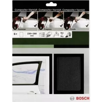 Bosch Accessories 2609256C47 Set di carta abrasiva manuale, grana 240/400/600, 230 x 280 mm, 1 set