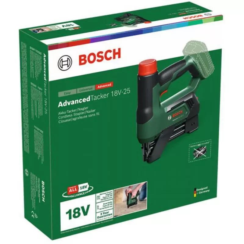 Bosch AdvancedTacker 18V-25 Graffatrice/chiodatrice a batteria (Bare Tool) Verde/Nero
