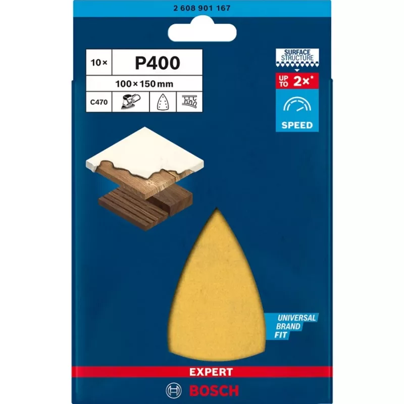 Bosch EXPERT C470 foglio abrasivo 100x150mm grana 400 (confezione da 10) 2608901167