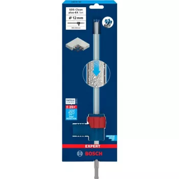 Bosch EXPERT SDS Clean plus-8X set punte per martello, Ø 12 mm, lunghezza utile 200 mm, punta aspirante con attacco di aspirazione