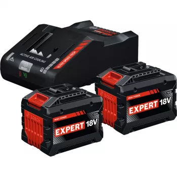 BOSCH EXPERT Starter Set 18V, 2x EXBA 18V-150 + caricabatterie EXAL18V-160 (nero, 2 batterie Li-Ion 15Ah, AMPShare Alliance)