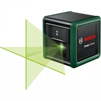 Bosch Home and Garden Quigo Green Set laser a linee incrociate con morsetto, piastra adattatore e treppiede in alluminio da 1,1 m 0603663CZ1