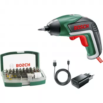 Bosch IXO 5 Avvitatore a batteria con set di 32 punte, 3,6 V Li-Ion 1,5 Ah, verde/nero