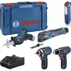 Bosch Power Tools set utensili 12V da 5 pezzi GOP + GSR + GDR + GSA + GLI (blu, 3 batterie ricaricabili Li-Ion 2,0 Ah)