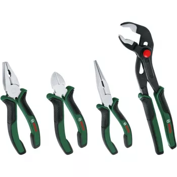 Set di 4 pinze Bosch Powertools 1600A02W7K con pinza combinata, tronchese, pinza a punte e pinza regolabile, verde/nero