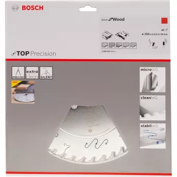 BOSCH POWERTOOLS Best for Wood lama per sega circolare, Ø 250 mm, 40 denti, foro 30 mm, per seghe da banco
