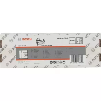 BOSCH POWERTOOLS Chiodi per finitura a testa svasata SK64-34 38NR, 34° / 1,8 mm / 15 ga (acciaio inossidabile, 4000 pezzi)