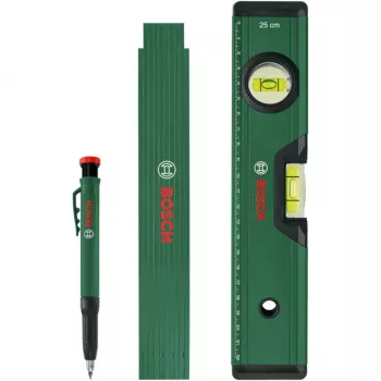 Bosch PowerTools Set di marcatura, 3 pezzi (verde/nero) – marcatore di profondità, marcatore universale e matita da falegname