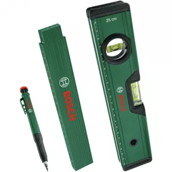 Bosch PowerTools Set di marcatura, 3 pezzi (verde/nero) – marcatore di profondità, marcatore universale e matita da falegname