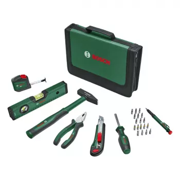 BOSCH Powertools set universale di utensili manuali, 25 pezzi (verde, con borsa portautensili)