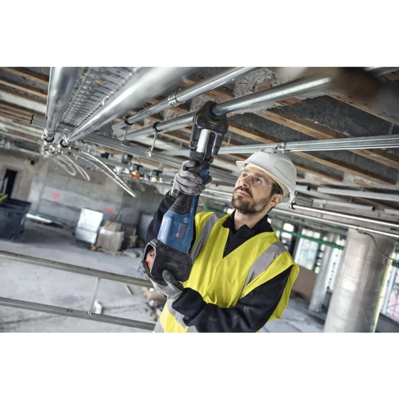 Bosch Professional GPT 18V-32 pressatrice a batteria (Bare Tool, 3 pinze standard SV, L-BOXX)