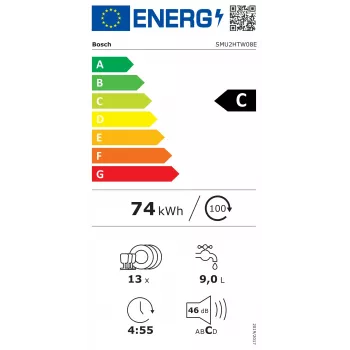 Bosch SMU2HTW08E lavastoviglie da incasso, 60 cm, 13 coperti, 5 programmi, classe di efficienza energetica C, AquaStop, bianco