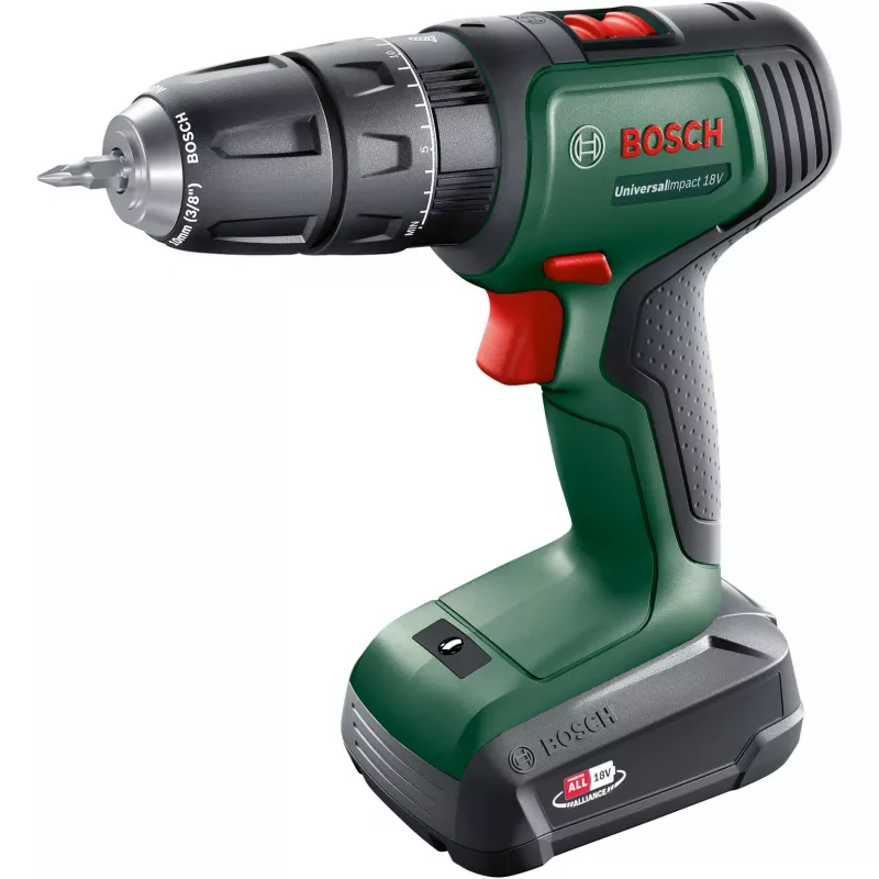 BOSCH UniversalImpact 18V Trapano avvitatore a percussione a batteria (verde/nero, 2x1,5 Ah Li-Ion, set da 241 pezzi)