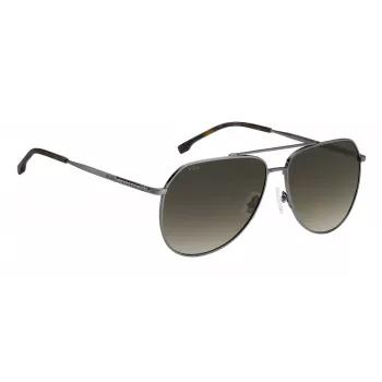 BOSS Man BOSS1447SKJ1G Occhiali da sole rettangolari - montatura in acetato nero, lenti in policarbonato grigie, protezione UV400