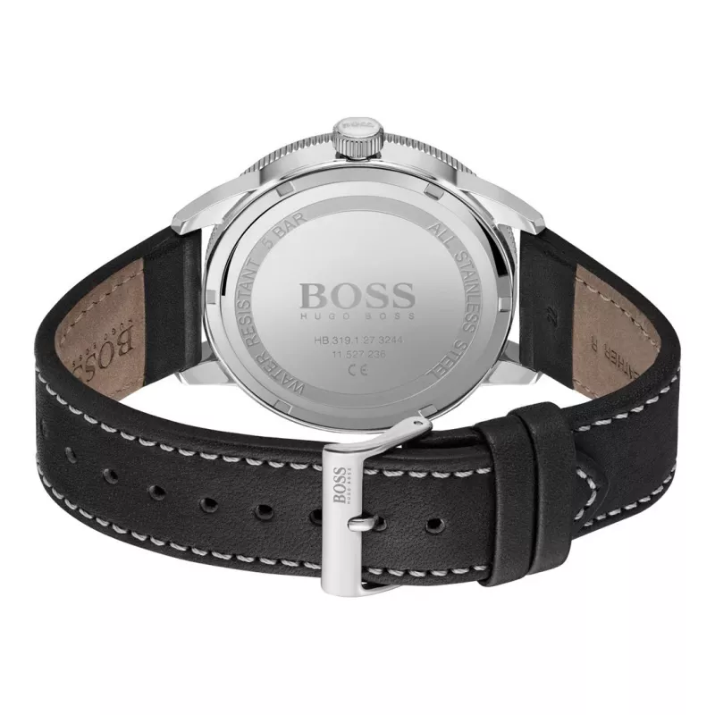 BOSS Orologio Cronografo Uomo Grand Prix 1513898 44mm Quadrante Nero Cinturino in Pelle
