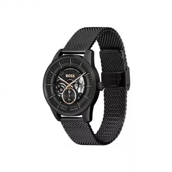 BOSS uomo Velocity cronografo orologio al quarzo 42mm quadrante blu acciaio inox mesh 1514035