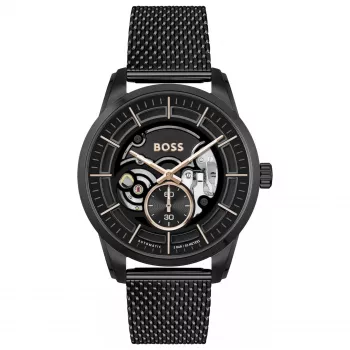 BOSS uomo Velocity cronografo orologio al quarzo 42mm quadrante blu acciaio inox mesh 1514035