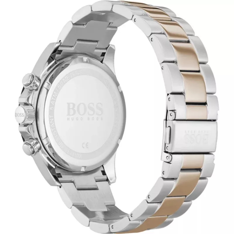 BOSS Orologio da uomo 1513757 43mm acciaio inox quadrante blu cinturino in pelle marrone cronografo